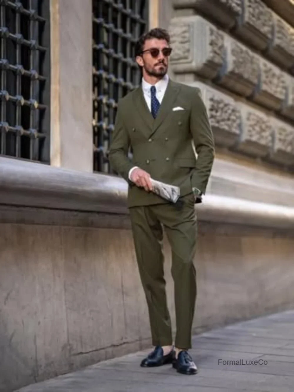 Men's Double Breasted 2-Piece Suit Set Wedding Prom Slim Fit